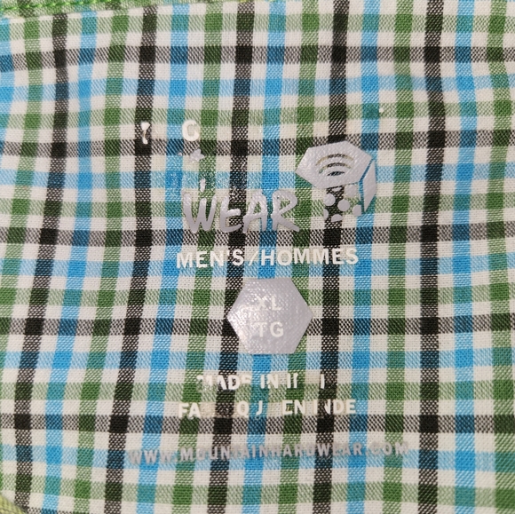 Mountain Hardwear Short Sleeve Pearl Snap Shirt Size XL Green/Blue/Brown Plaid - Picture 14 of 16